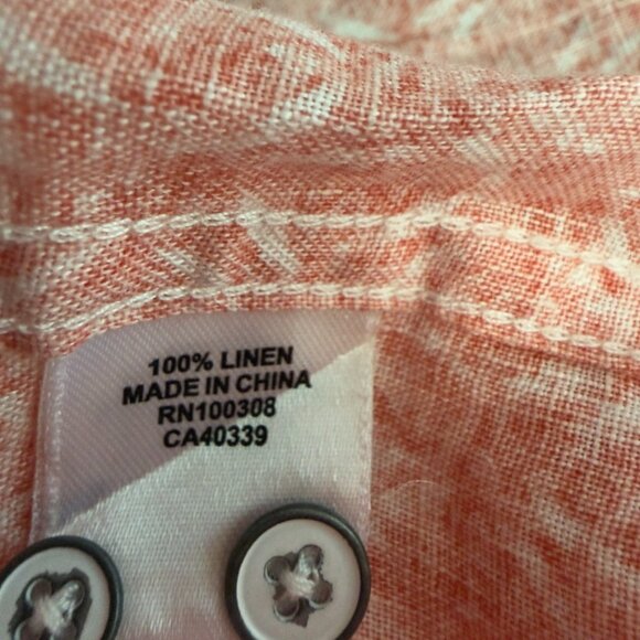 Peter Millar 100% Linen Coral Pattern Button-Down Shirt – Size XXL - Picture 8 of 10